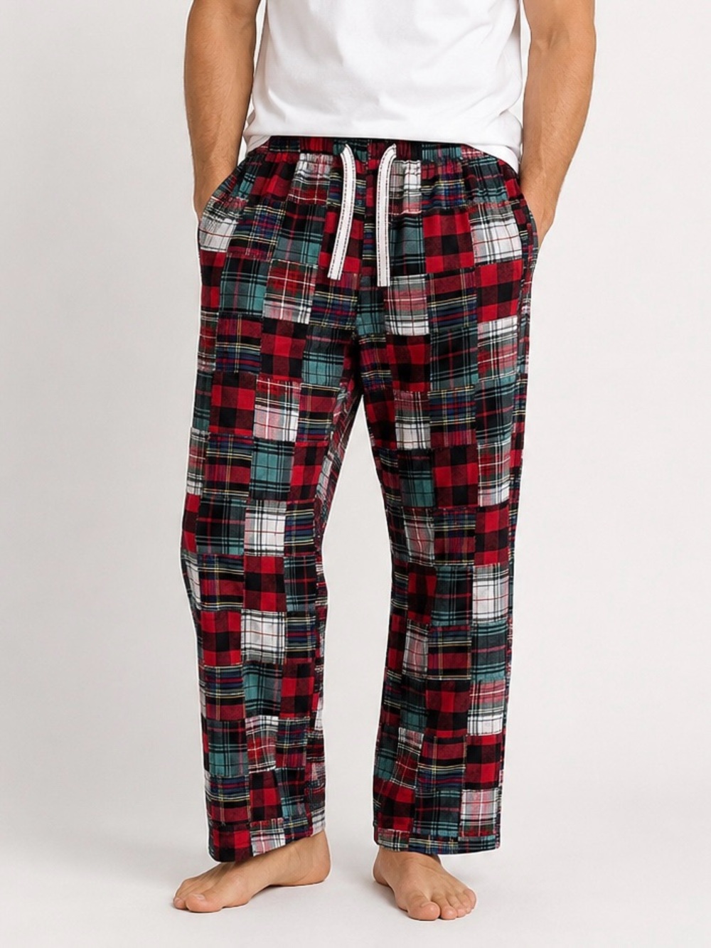 American Eagle - Patchwork Plaid Pyjama Pants -Size M - Cotton - Drawstring